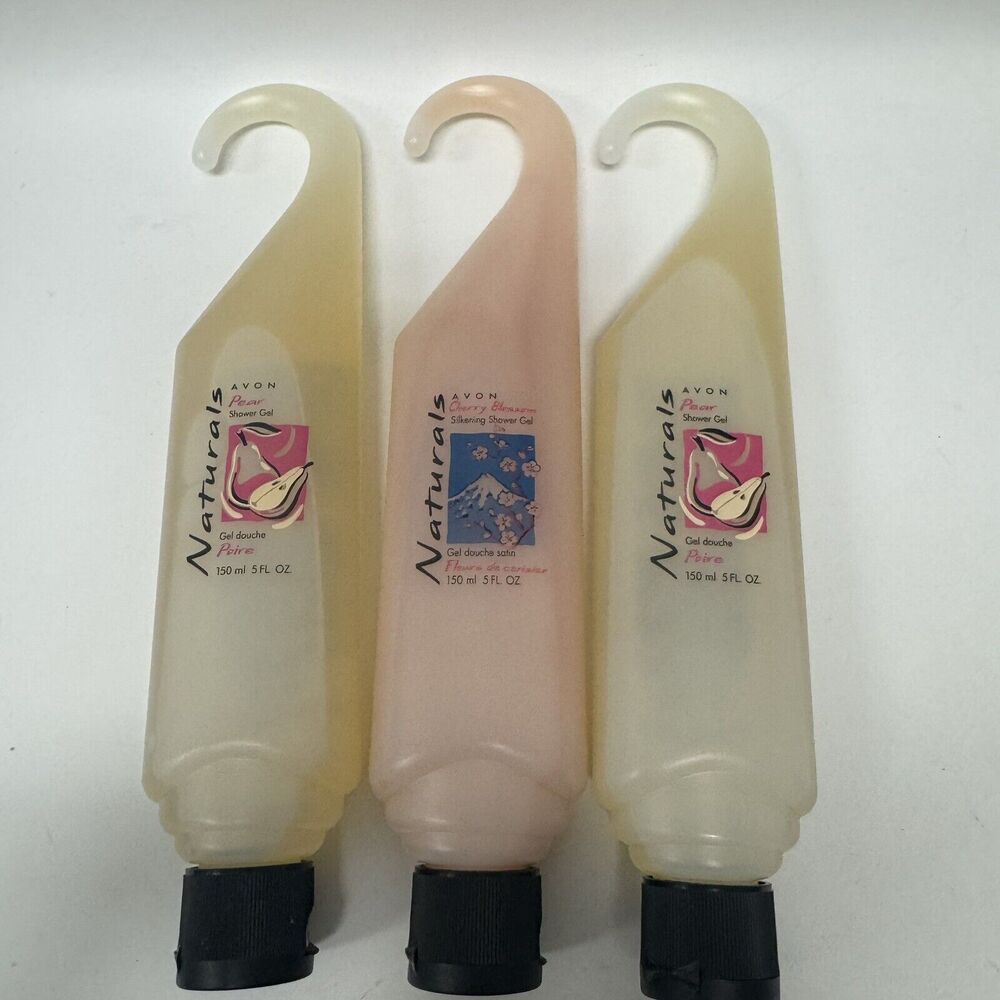 3 Avon Naturals Pear Cherry Blossom Shower Gel 5 Oz Vintage 2001